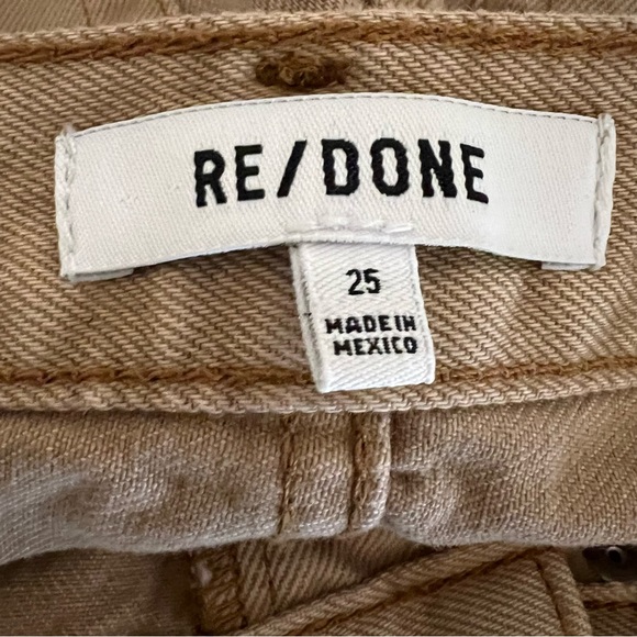 RE/DONE 70’s Ultra High Rise Stove Pipe Jeans Washed Khaki Size 25 - Picture 11 of 14